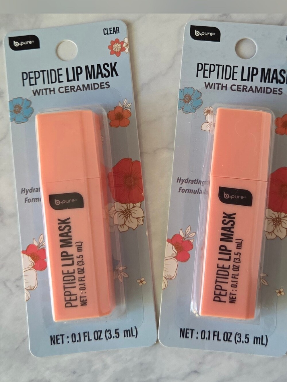 b.pure Peptide Lip Mask with Ceramides Clear Set of 2 New